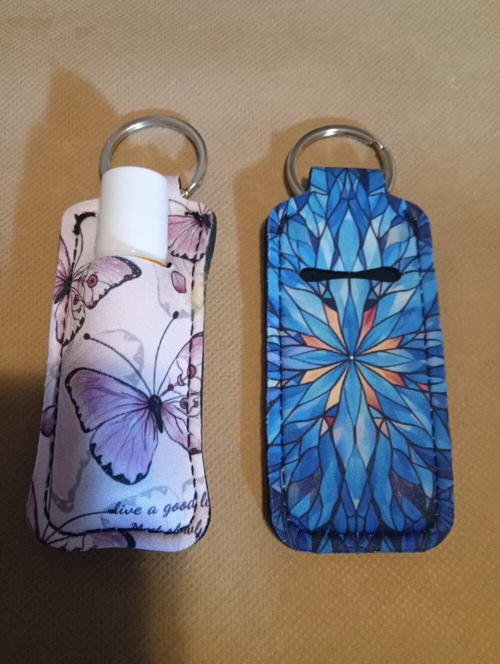 Two Lip Balm Keychain Holders With Waterproof Neoprene Cases